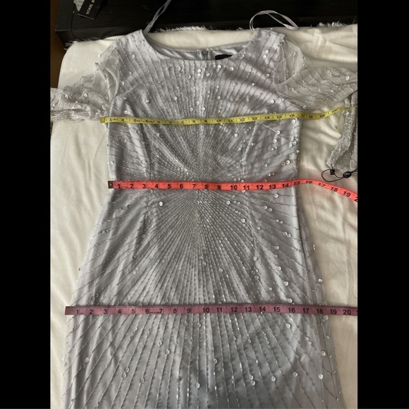 NWT Adrianna Papell‎ Sequin Beaded 3/4 Sleeve Gown - Picture 14 of 15